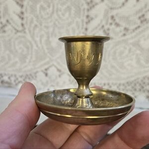 Vintage Brass Mini Candlestick Holder Decor